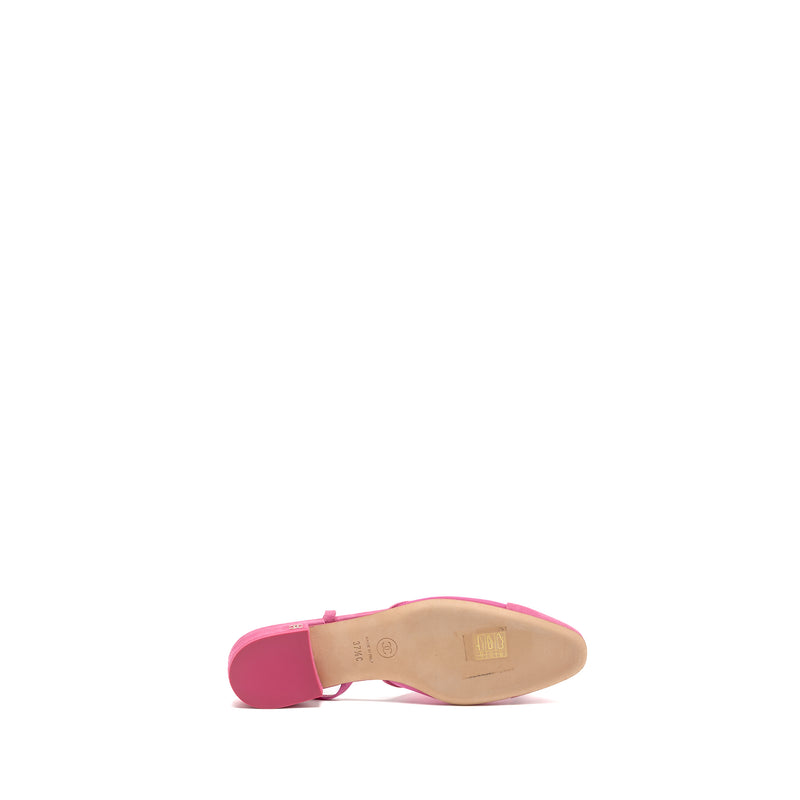 Chanel Size 37.5 Slingback Flats Suede/Mesh Pink
