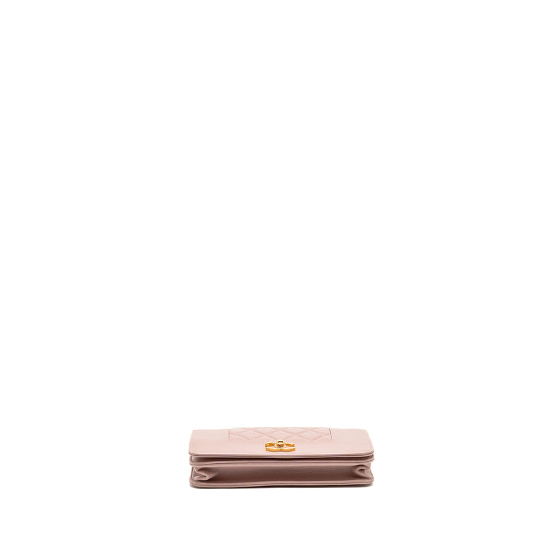 Chanel CC logo wallet with chain goatskin pink GHW