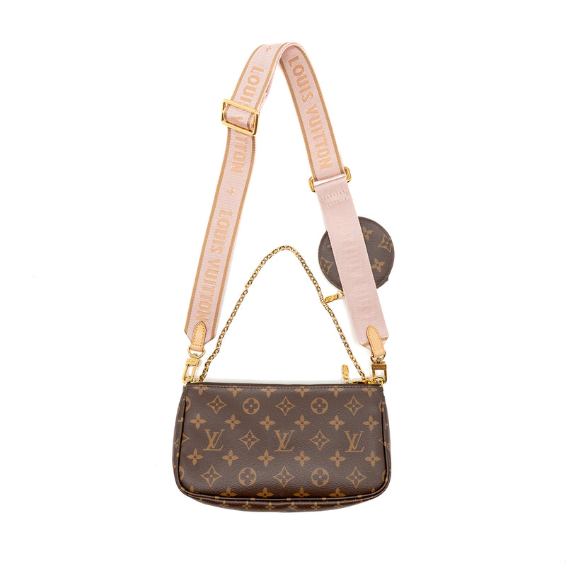 Louis Vuitton Multi Pochette Accessories Rose Clair Strap Monogram Canvas GHW