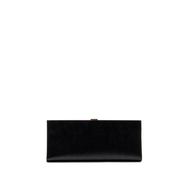 Roger Vivier Strass Buckled Clutch/Purse With Chain Satin Black LGHW