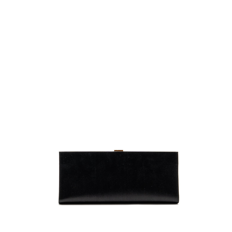 Roger Vivier Strass Buckled Clutch/Purse With Chain Satin Black LGHW
