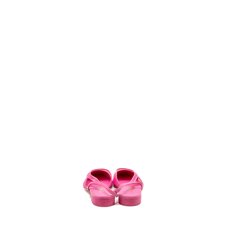 Chanel Size 37.5 Slingback Flats Suede/Mesh Pink