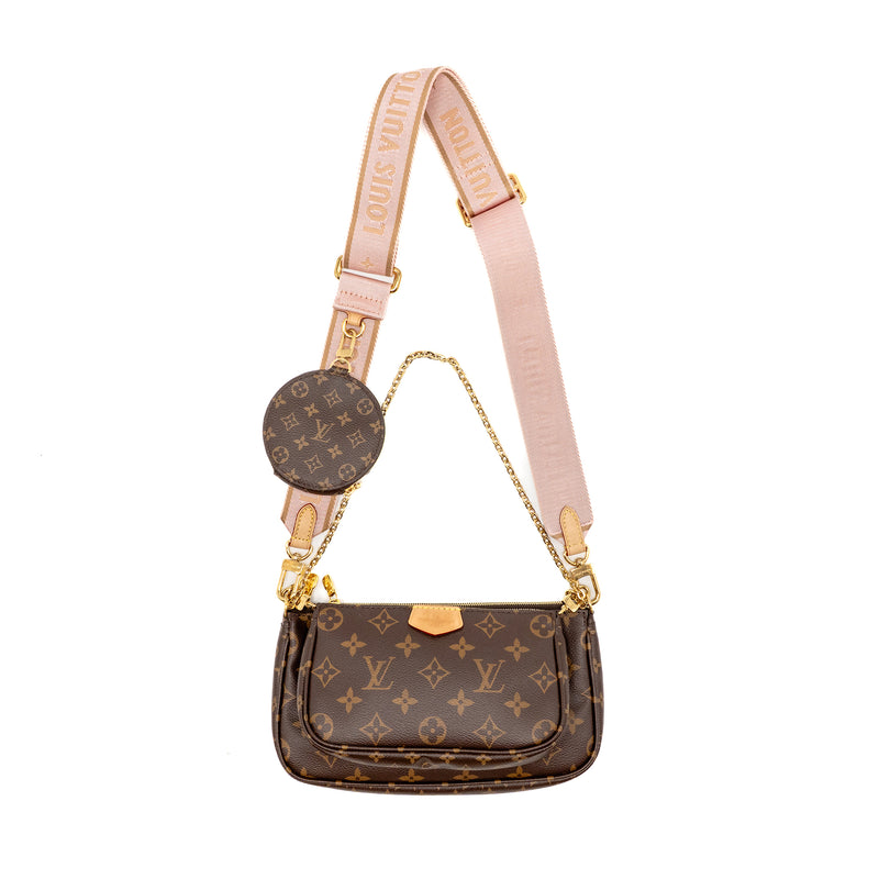 Louis Vuitton Multi Pochette Accessories Rose Clair Strap Monogram Canvas GHW