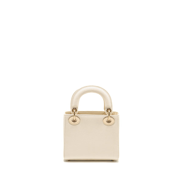 Dior Mini lady Dior Lizard White LGHW