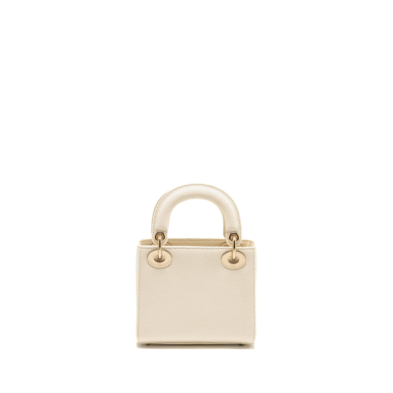 Dior Mini lady Dior Lizard White LGHW