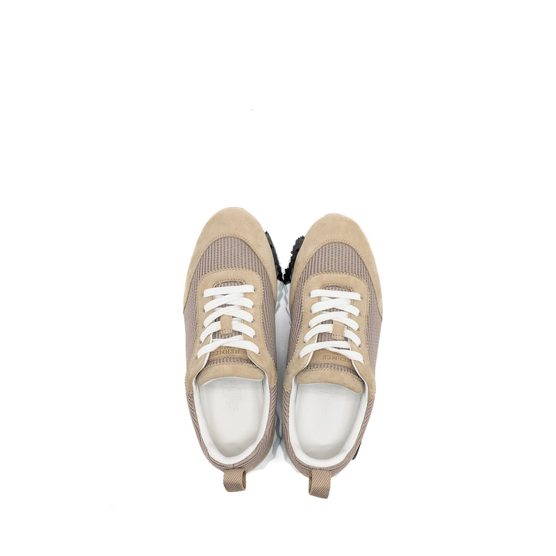 Hermes Size 35 Bouncing Sneaker Mesh/Suede Goatskin Beige Camel