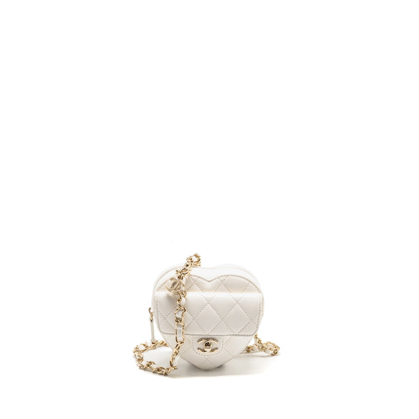 Chanel 22S Heart Belt Bag Lambskin White LGHW