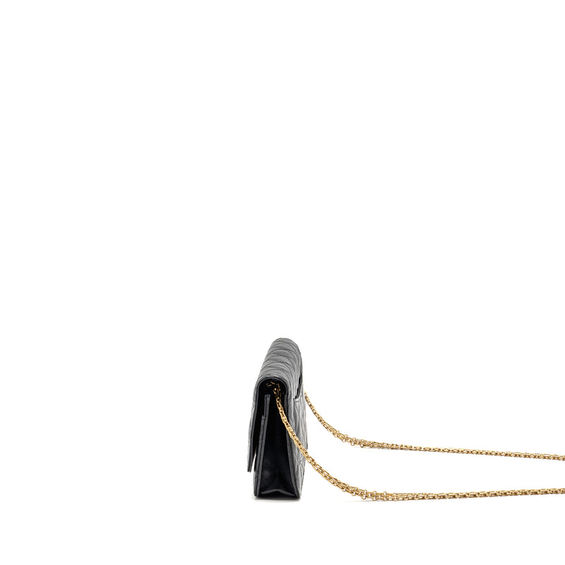 Chanel 2.55 Wallet On Chain Aged Calfskin Black Brushed GHW (microchip)