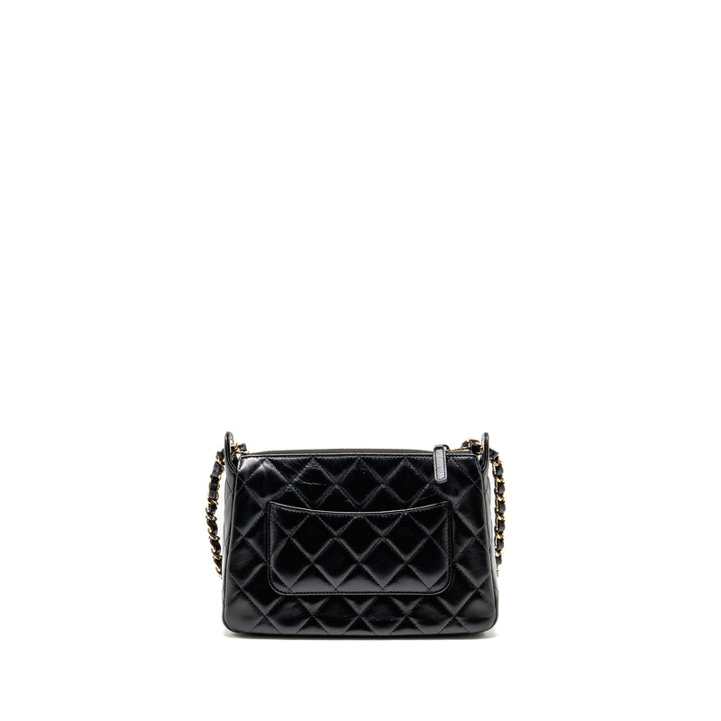 Chanel 25C Camera Bag Shiny Lambskin Black LGHW (Microchip)