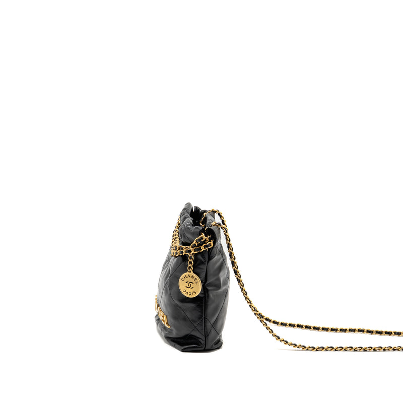 Chanel Mini 22 Bag Shiny Calfskin black GHW (Microchip)