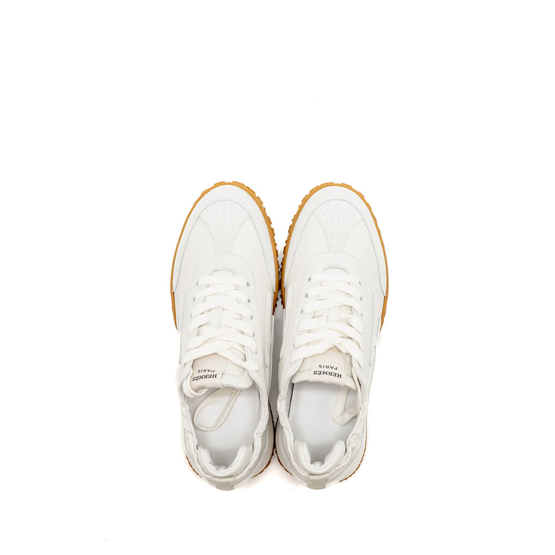 Hermes size 38 Jet Snaker nappa / suede leather Blanc