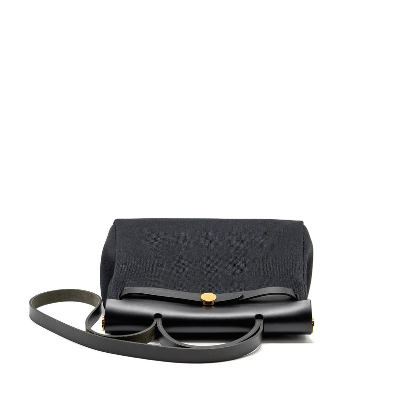 Hermes herbag 31 zip bag canvas/Hunter leather black GHW Stamp B