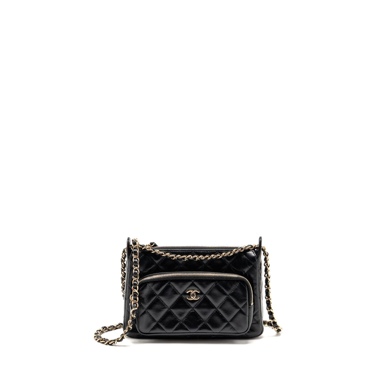 Chanel 25C Camera Bag Shiny Lambskin Black LGHW (Microchip)