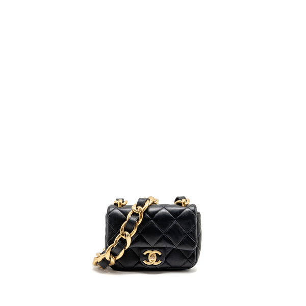 Chanel 22s Giant Chain Mini Flap Bag Lambskin Black Brushed GHW (microchip)