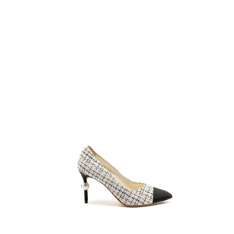 Chanel size 36 pump tweed blue / white/ black