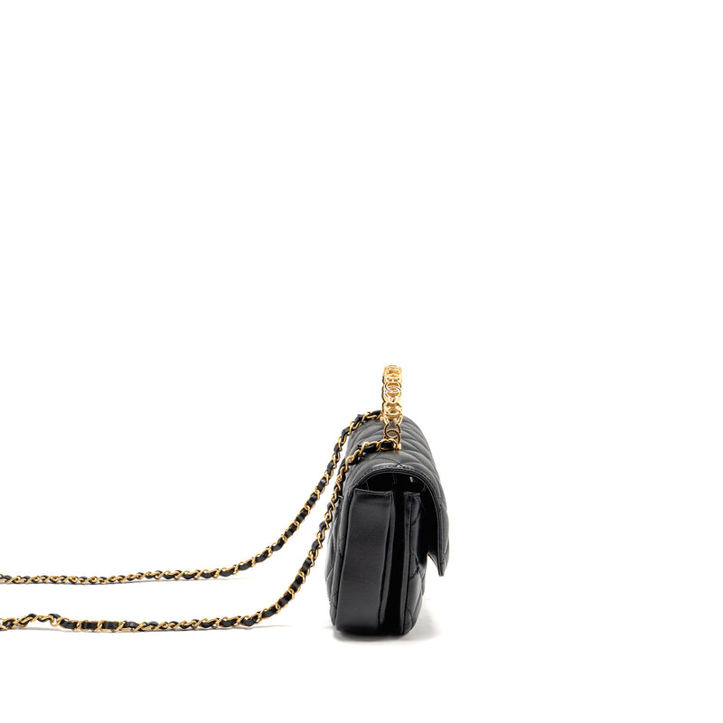 Chanel 24S CC Logo Top Handle Flap Bag with Chain Lambskin Black GHW (Microchip)