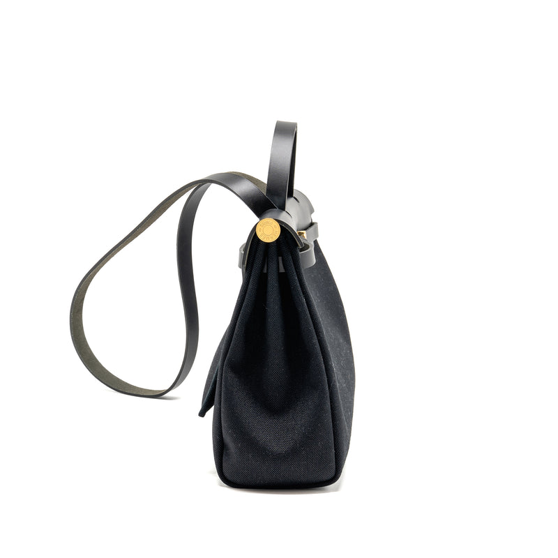 Hermes herbag 31 zip bag canvas/Hunter leather black GHW Stamp B