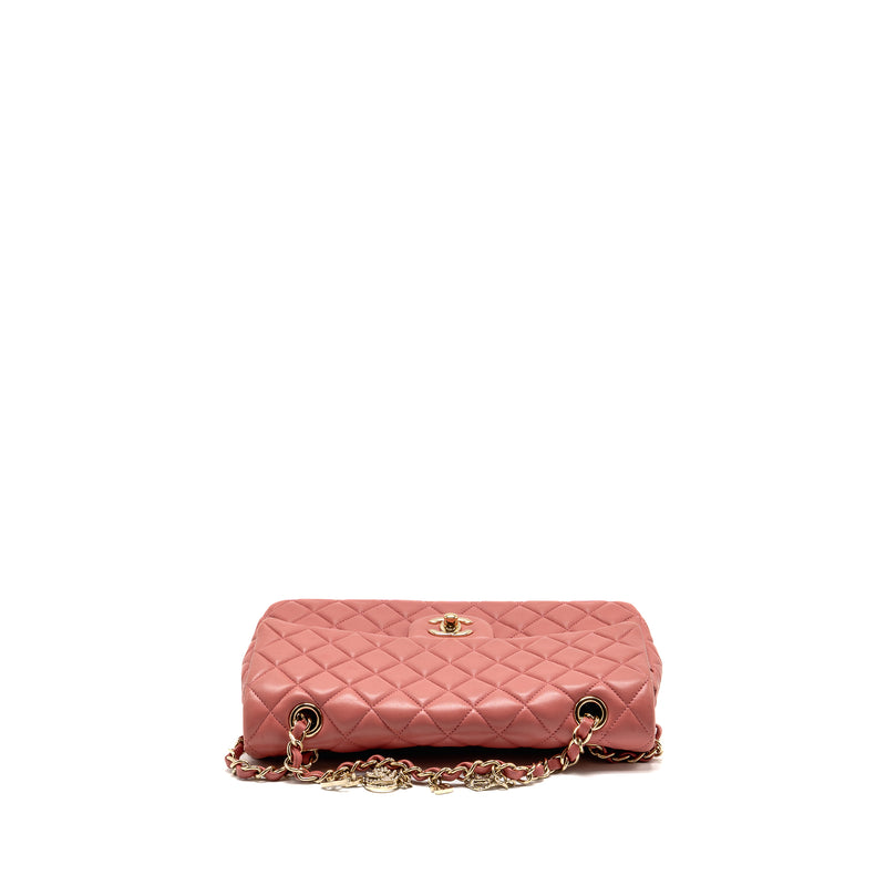 Chanel Charm chain quilted flap bag lambskin pink LGHW