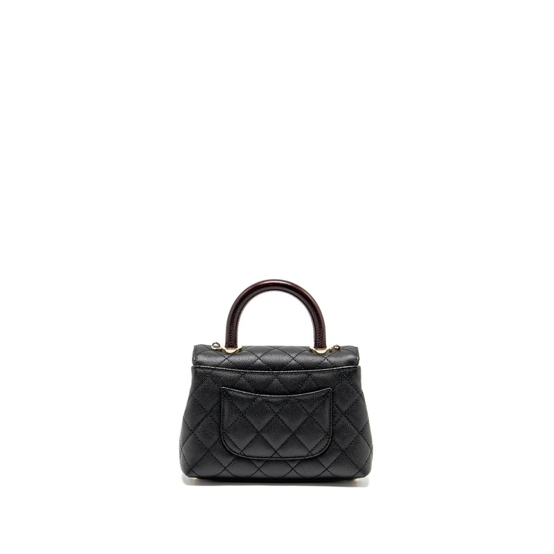 Chanel Mini Coco handle caviar black / burgundy handle LGHW (microchip)