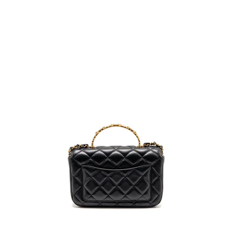 Chanel 24S CC Logo Top Handle Flap Bag with Chain Lambskin Black GHW (Microchip)