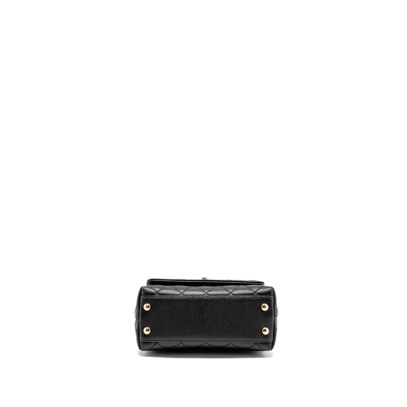 Chanel Mini Coco handle caviar black / burgundy handle LGHW (microchip)