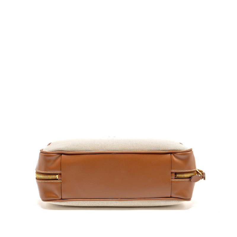 Miu Miu Beau Bag canvas/ leather Beige/ Brandy GHW