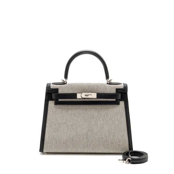 Hermes kelly 28 sellier toile H / swift ecru - black / black SHW stamp Z