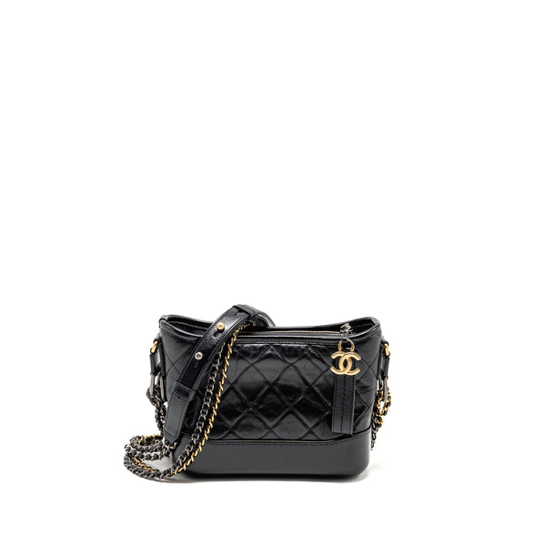 Chanel Small Gabrielle Hobo Bag Aged Calfskin Black Multicolour Hardware