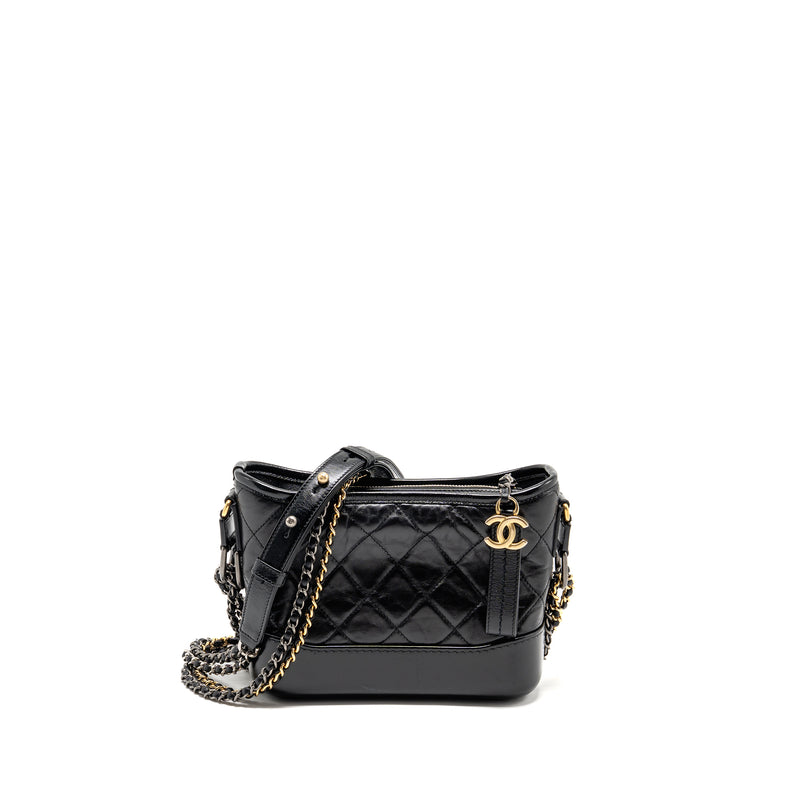 Chanel Small Gabrielle Hobo Bag Aged Calfskin Black Multicolour Hardware