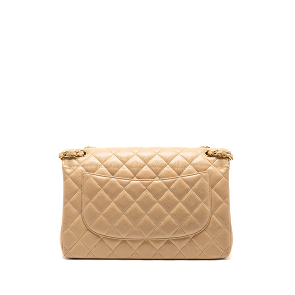 Chanel jumbo classic double flap bag caviar beige GHW (microchip)