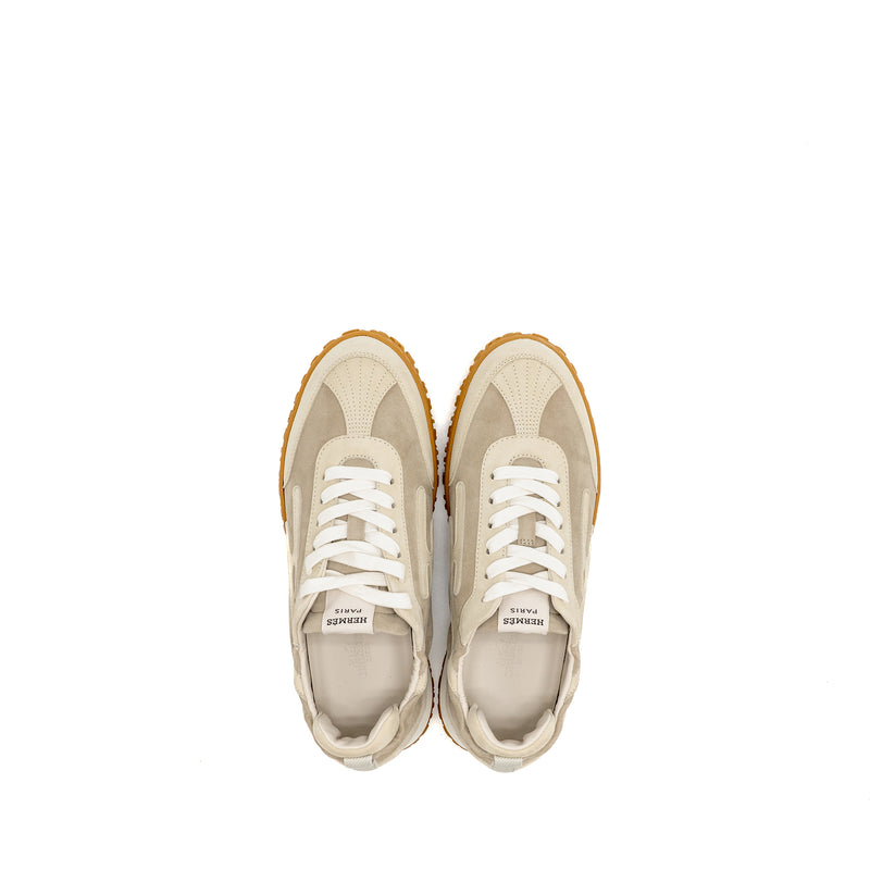 Hermes size 37 jet sneaker Nappa/suede goatskin Blanc