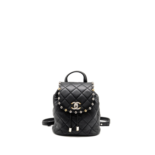 Chanel Quilted Metallic Bubble Backpack Lambskin Black Multicolour Hardware