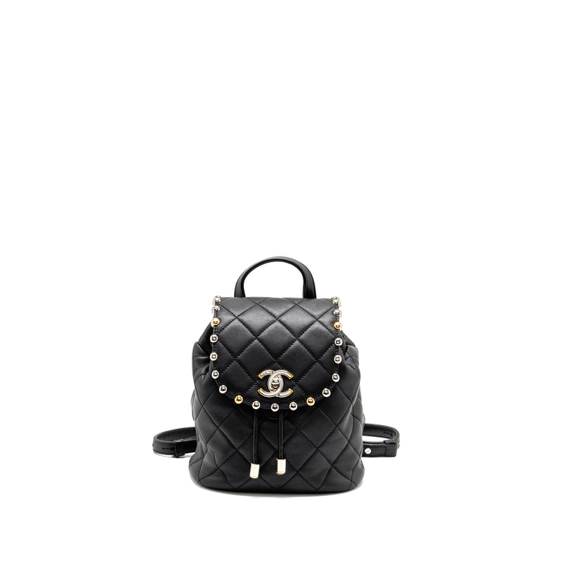 Chanel Quilted Metallic Bubble Backpack Lambskin Black Multicolour Hardware