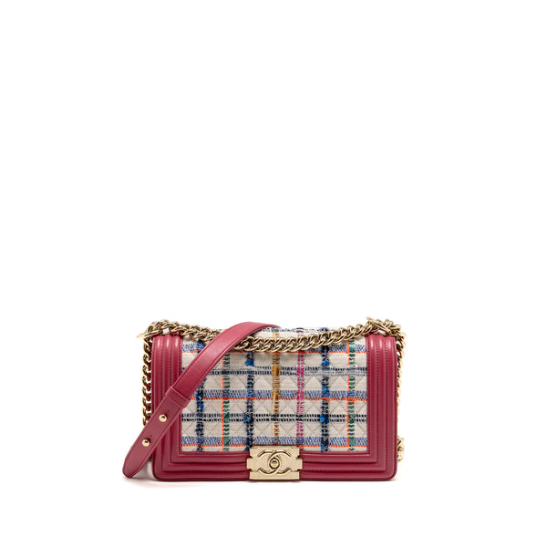 Chanel Medium Boy Bag fabric / leather pink LGHW