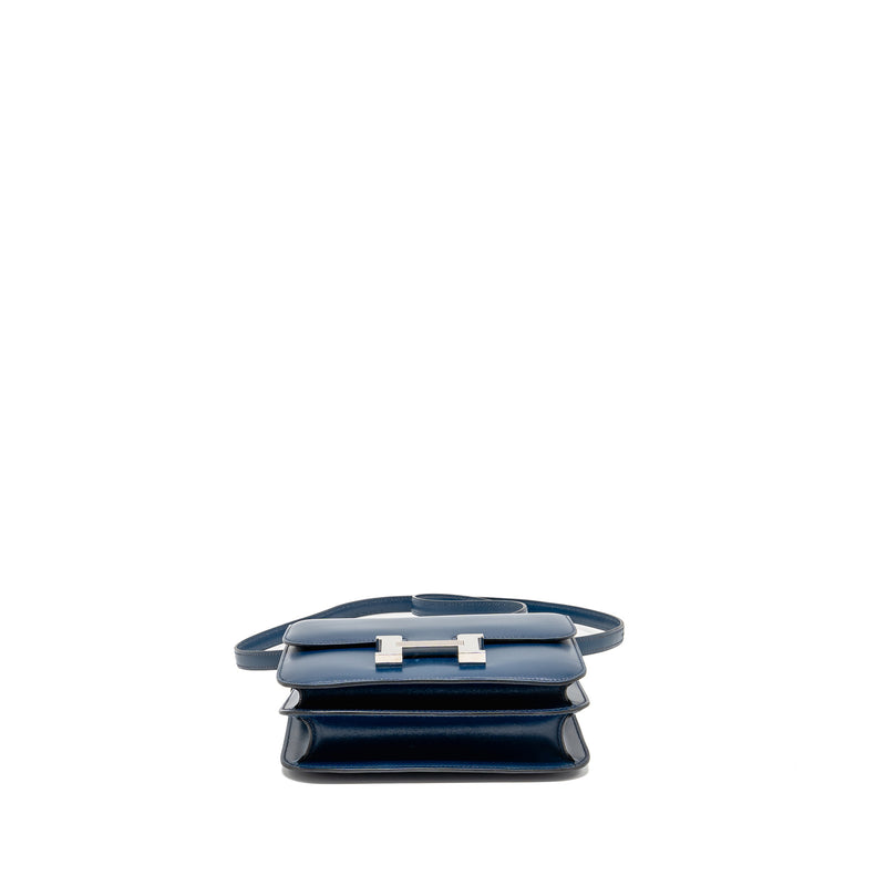 Hermes Mini Constance box leather blue de peruses SHW stamp D
