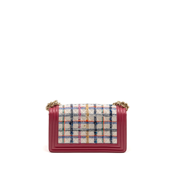 Chanel Medium Boy Bag fabric / leather pink LGHW