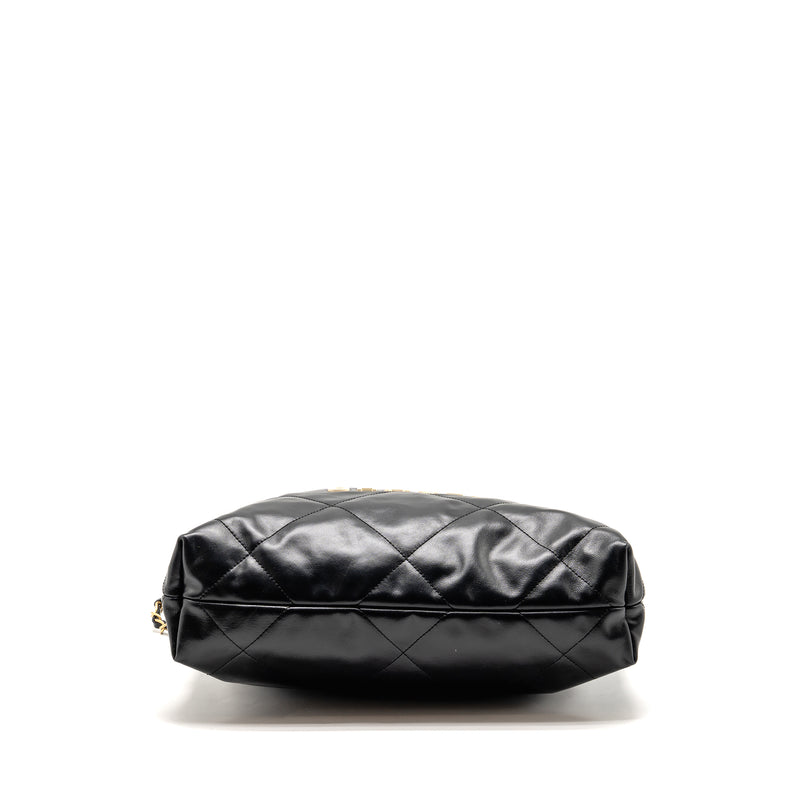 Chanel Small 22 Bag White Letter Shiny Calfskin Black GHW (Microchip)