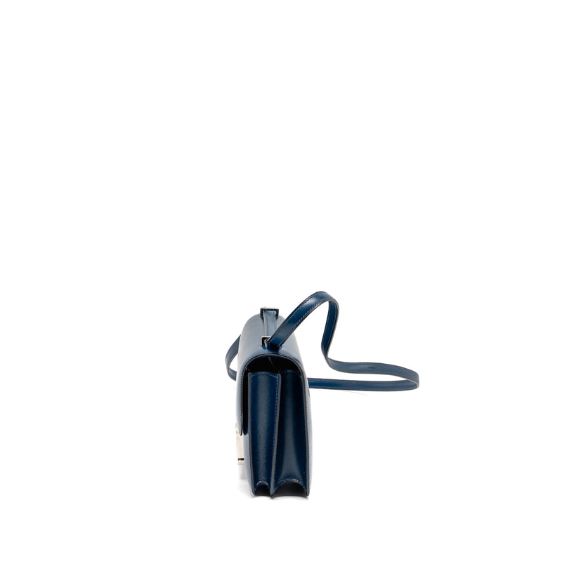 Hermes Mini Constance box leather blue de peruses SHW stamp D