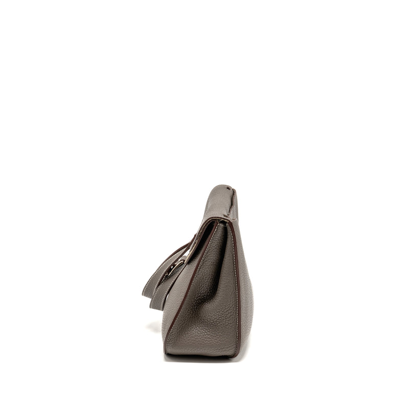 Herms Halzan 31 clemence gris etain SHW stamp square R
