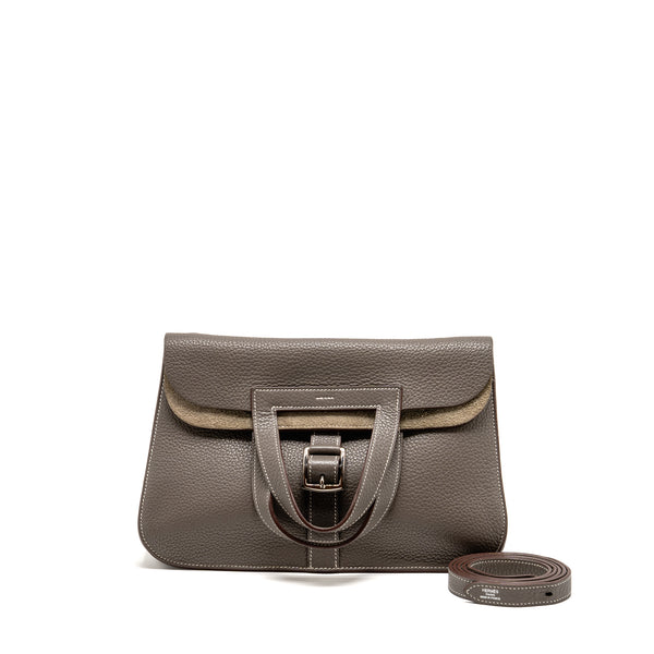 Herms Halzan 31 clemence gris etain SHW stamp square R