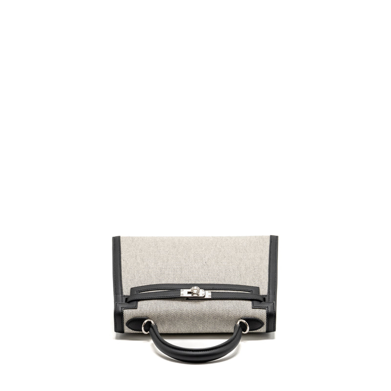 Hermes Kelly 25 Sellier Toile H/Swift Ecru-Black/Black SHW Stamp K