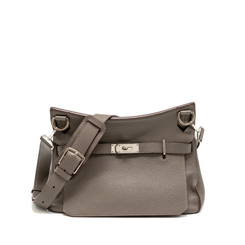 Hermes Jypsiere 34 clemence gris etain SHW stamp square P