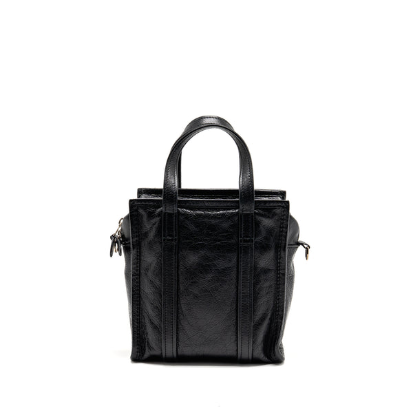 Balenciaga Bazar Mini Shopper/Tote Bag Crackled Calfskin Black SHW