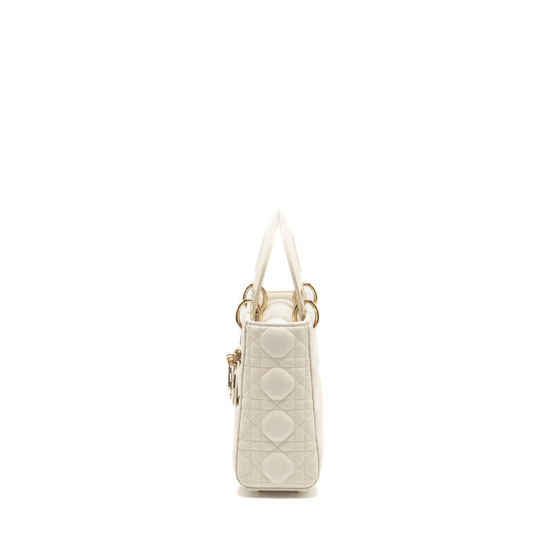 Dior Small Lady Dior My ABCDior Bag Cannage Lambskin White LGHW