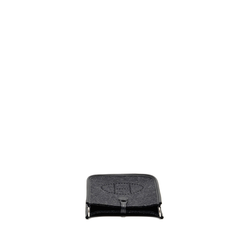 Hermes Mini Evelyne Feutre/Swift/Sangle Wool Graphite/Black SHW Stamp U