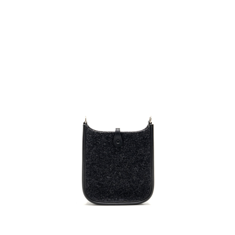 Hermes Mini Evelyne Feutre/Swift/Sangle Wool Graphite/Black SHW Stamp U