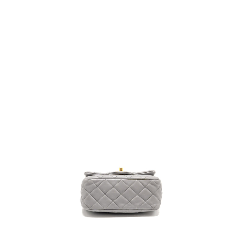 Chanel Pearl Crush Mini Square Flap Bag Lambskin grey GHW (Microchip)