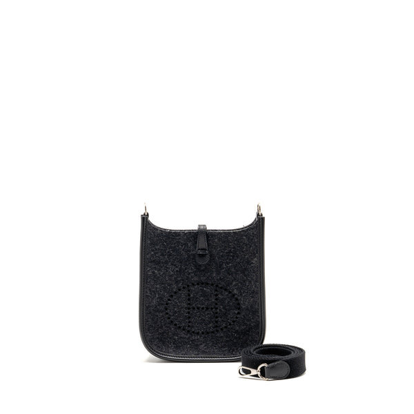 Hermes Mini Evelyne Feutre/Swift/Sangle Wool Graphite/Black SHW Stamp U