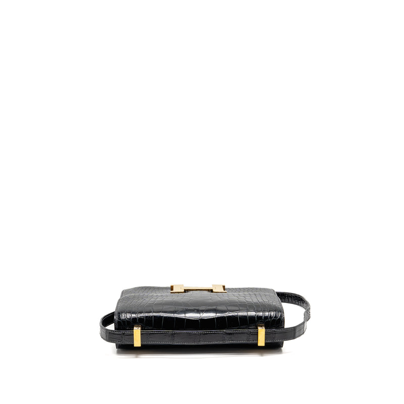 Hermes vintage Constance 24 shiny alligator dark blue GHW stamp circle Y
