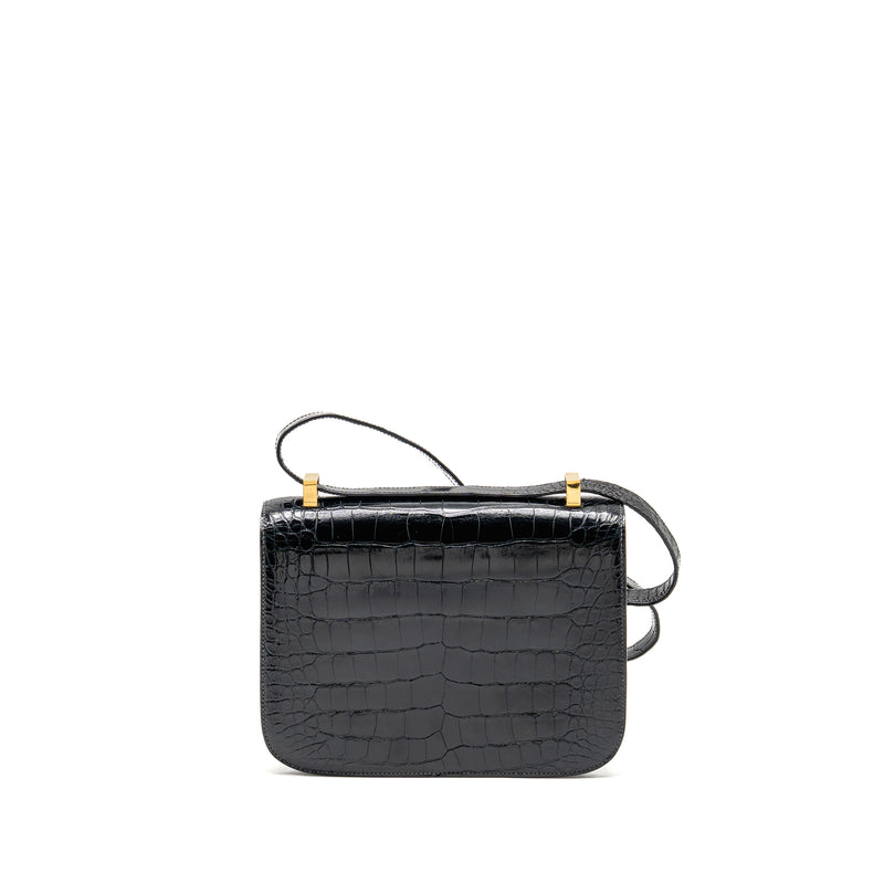 Hermes vintage Constance 24 shiny alligator dark blue GHW stamp circle Y